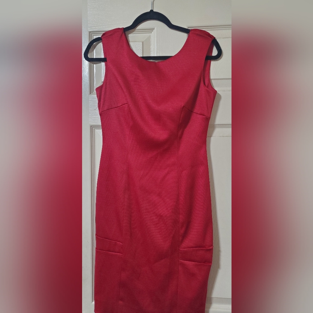 ANTONIO MELANI Red Midi Pencil Dress Night Out